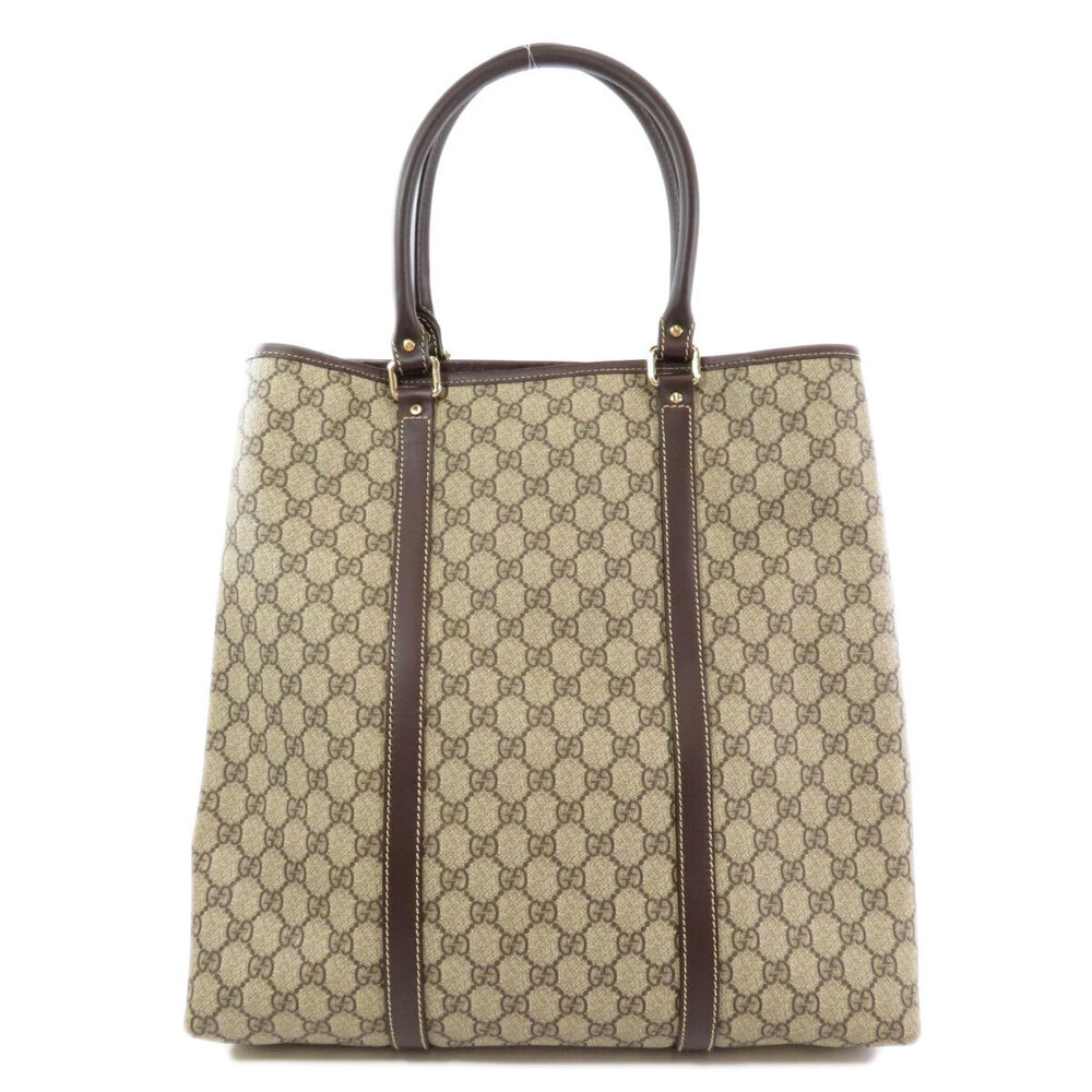 Gucci Tote Bag beige Joy canvas GG brown leather Supreme